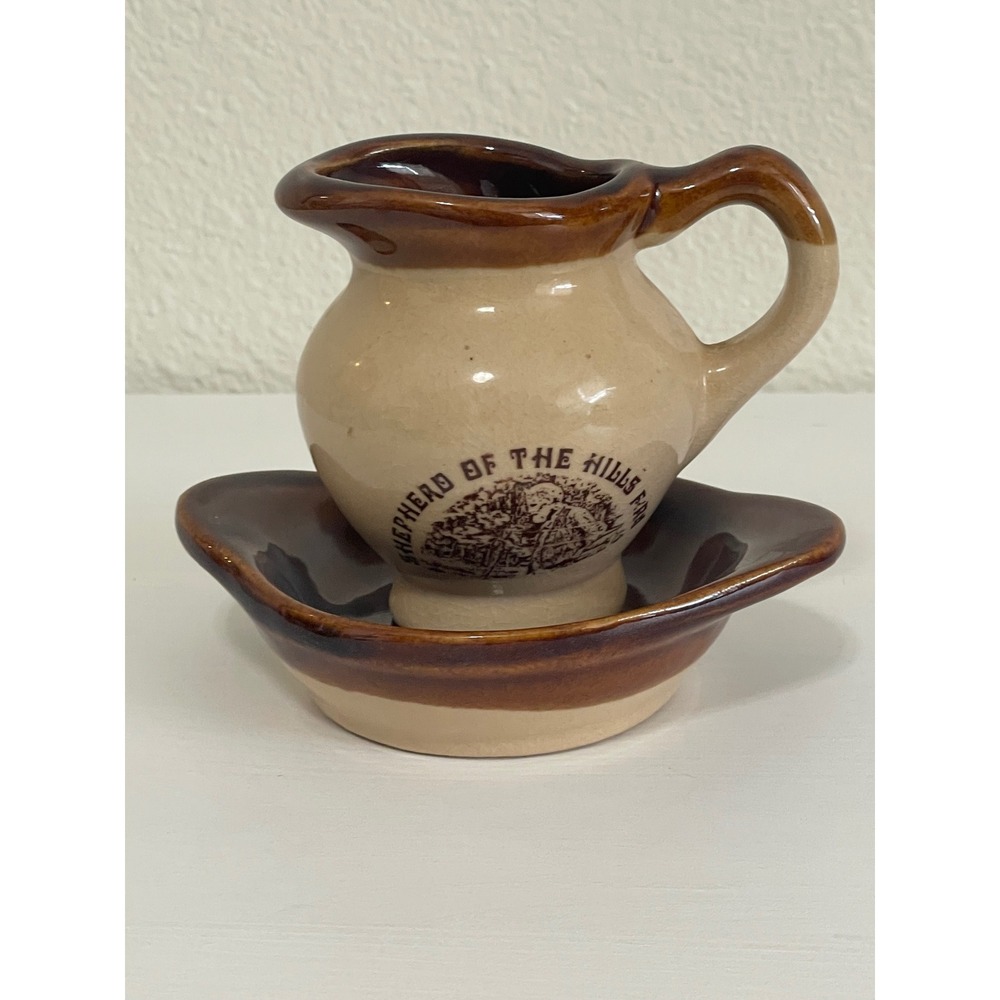 Shepherd of the Hills Farm Miniature Pitcher Basin Set Tan Brown Excellent 3in - Picture 6 of 7